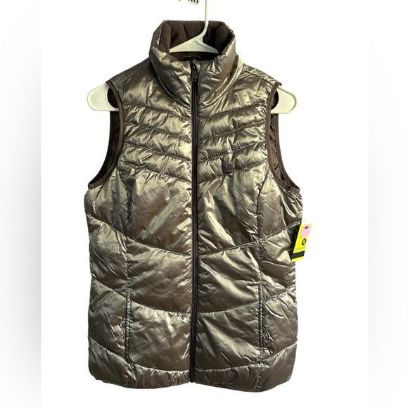 Xersion Women’s Metallic Grey Iridescent Puffer Vest • NWT • Size: Small - Picture 1 of 6
